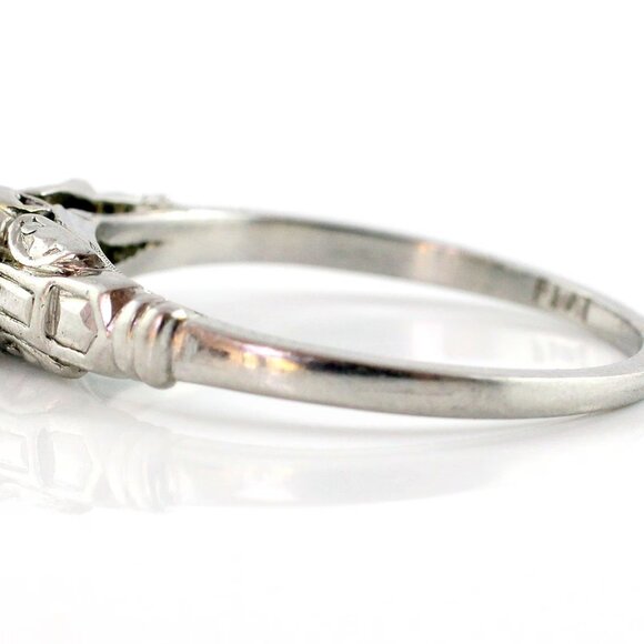 Vintage Antique Platinum Natural Diamond Art Deco Solitaire Engagement Ring - Picture 4 of 6